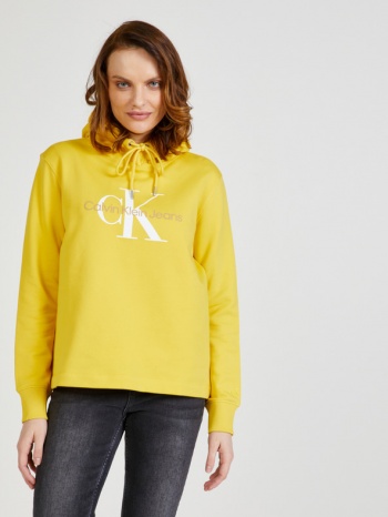 calvin klein jeans sweatshirt yellow 100% cotton σε προσφορά