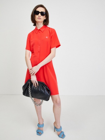 calvin klein jeans dresses red 100 % recycled polyester σε προσφορά