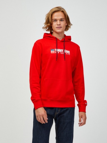 tommy jeans sweatshirt red 100 % organic cotton σε προσφορά