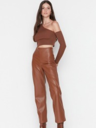 trendyol trousers brown 100% polyester