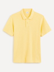 celio cesunny polo shirt yellow 100% cotton
