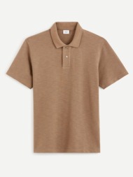 celio cesunny polo shirt brown 100% cotton