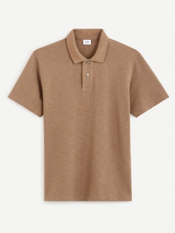 celio cesunny polo shirt brown 100% cotton σε προσφορά