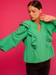 ichi blouse green 100% polyester