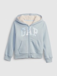gap kids sweatshirt blue 77% cotton, 14% polyester, 9% recycled polyester
