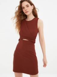 trendyol dresses brown 87% polyester, 13% elastane