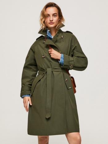 pepe jeans ava coat green 86% polyester, 14% cotton