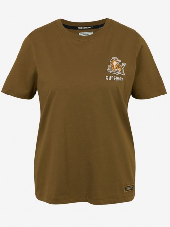 superdry military narrative t-shirt brown 100% cotton σε προσφορά