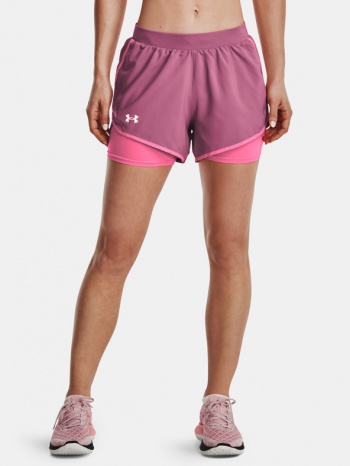 under armour ua fly by 2.0 2n1 shorts pink σε προσφορά