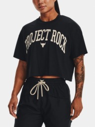 under armour ua project rock ss crop t-shirt black 60% cotton, 40% polyester