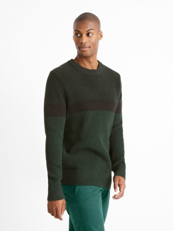celio ceriblock sweater green 100% cotton σε προσφορά