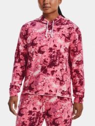 under armour rival terry print hoodie sweatshirt pink 70% polyester, 25% tencel, 5% elastan