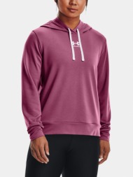 under armour rival terry hoodie sweatshirt pink 70% polyester, 25% tencel, 5% elastan