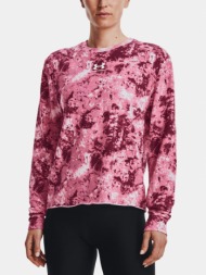 under armour rival terry print crew sweatshirt pink 70% polyester, 25% tencel, 5% elastan