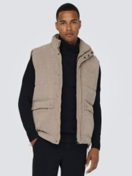 only & sons cash vest beige 88% polyester, 12% nylon