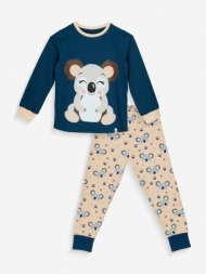dedoles šťastná koala kids pyjama blue 95 % organic cotton, 5 % elastane