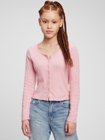 gap kids cardigan pink 57% cotton, 37% recycled polyester σε προσφορά
