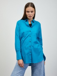 zoot.lab chelsea shirt blue 97% cotton, 3% elastane