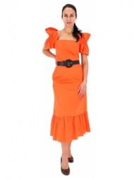 φορεμα πορτοκαλι μιντι si design 23-1-5816