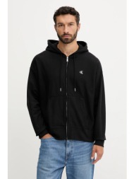 μπλούζα calvin klein jeans χρώμα: μαύρο, με κουκούλα, lv04rd232g κύριο υλικό: 86% βαμβάκι, 14% πολυε