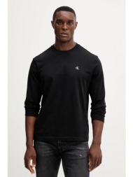 βαμβακερή μπλούζα με μακριά μανίκια calvin klein jeans χρώμα: μαύρο, lv04rd247g 100% βαμβάκι
