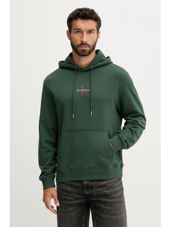 βαμβακερή μπλούζα calvin klein jeans χρώμα πράσινο, με