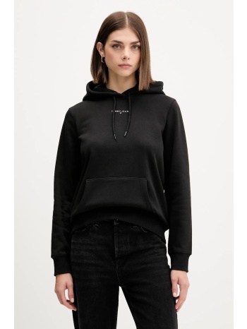 μπλούζα tommy jeans χρώμα μαύρο, με κουκούλα, dw0dw21963