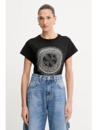 βαμβακερό μπλουζάκι guess 4g χρώμα: μαύρο, w5yi14 i3z14 100% βαμβάκι