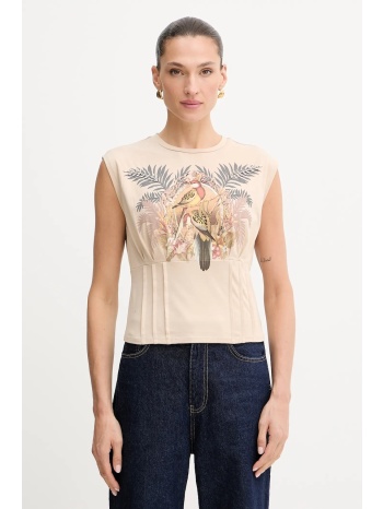 top guess parakeet χρώμα μπεζ, w5yi33 k49a1 57% βαμβάκι