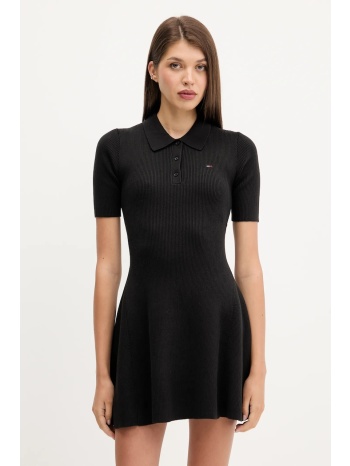 φόρεμα tommy jeans χρώμα μαύρο, dw0dw21471 80% βαμβάκι