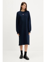 βαμβακερό φόρεμα tommy jeans χρώμα: ναυτικό μπλε, dw0dw21484 100% βαμβάκι