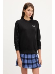 βαμβακερή μπλούζα tommy jeans γυναικεία, χρώμα: μαύρο, dw0dw21960 100% βαμβάκι