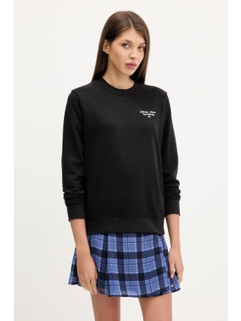 βαμβακερή μπλούζα tommy jeans γυναικεία, χρώμα μαύρο