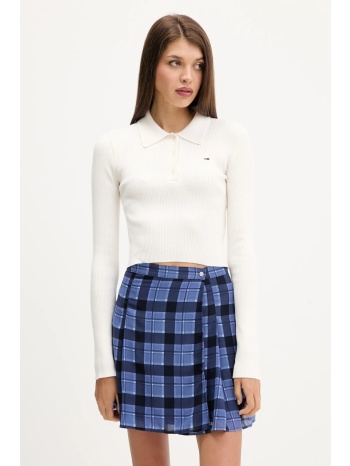 πουλόβερ tommy jeans χρώμα μπεζ, dw0dw21829 80% βαμβάκι