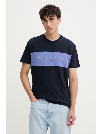 βαμβακερό μπλουζάκι tommy jeans ανδρικό, χρώμα ναυτικό