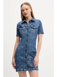 φόρεμα τζιν guess jeans χρώμα: μπλε, w5yk55 d5r11 98% βαμβάκι, 2% ελαστάν