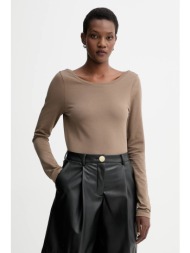 μακρυμάνικο muuv. χρώμα: καφέ, 0 92% βαμβάκι, 8% ελαστάν