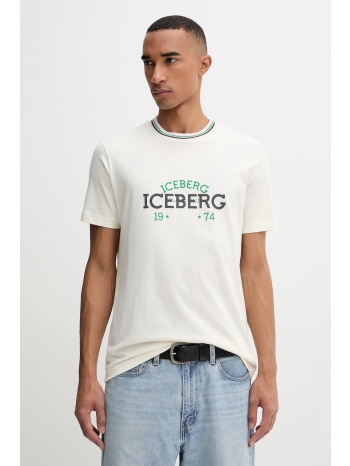 βαμβακερό μπλουζάκι iceberg ανδρικό, χρώμα μπεζ, f010 6325