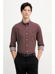 πουκάμισο polo ralph lauren χρώμα: καφέ, 710p00520 91% βαμβάκι, 9% ελαστάν