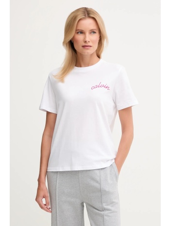 βαμβακερό μπλουζάκι calvin klein jeans χρώμα άσπρο