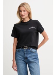 βαμβακερό μπλουζάκι calvin klein jeans χρώμα: μαύρο, lv047d882g 100% βαμβάκι