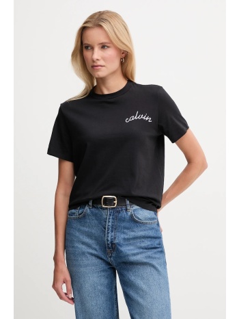 βαμβακερό μπλουζάκι calvin klein jeans χρώμα μαύρο