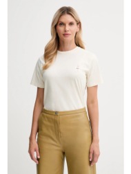 βαμβακερό μπλουζάκι bally χρώμα: μπεζ, wje085 100% βαμβάκι