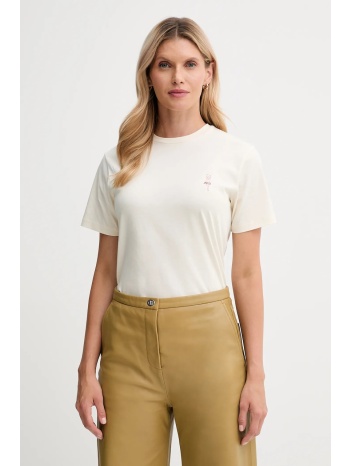 βαμβακερό μπλουζάκι bally χρώμα μπεζ, wje085 100% βαμβάκι