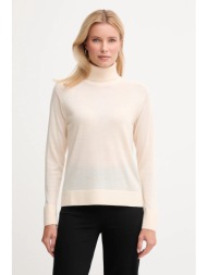 μάλλινο πουλόβερ united colors of benetton χρώμα: μπεζ, 11ahd203y 100% παρθένο μαλλί