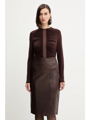 μπλουζάκι herve leger veronica χρώμα καφέ, rmj1498061