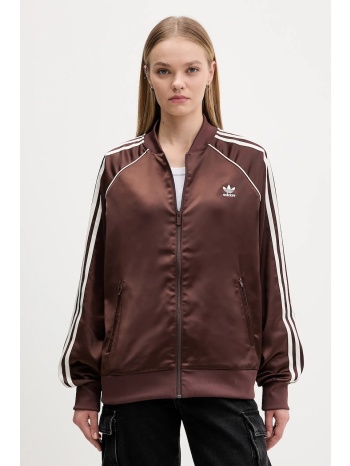 μπλούζα adidas originals sst satin tt χρώμα καφέ, kh1568