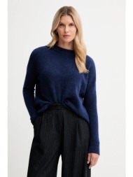 πουλόβερ με προσθήκη μαλλιού αλπακά sessun χρώμα: ναυτικό μπλε, 25109019 33% μαλλί, 33% αιγοκάμηλος,