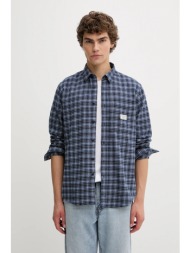 βαμβακερό πουκάμισο guess jeans ανδρικό, χρώμα: μπλε, m5bh16 wgmh1 100% βαμβάκι