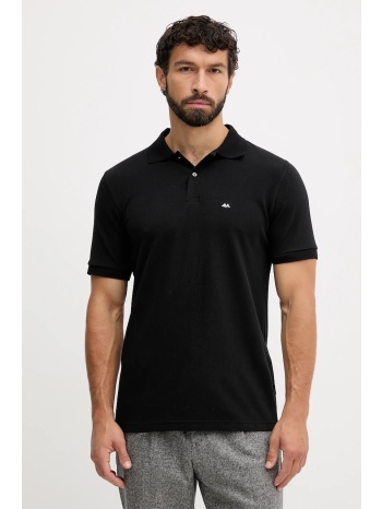 βαμβακερό μπλουζάκι πόλο lindbergh ανδρικό, χρώμα μαύρο